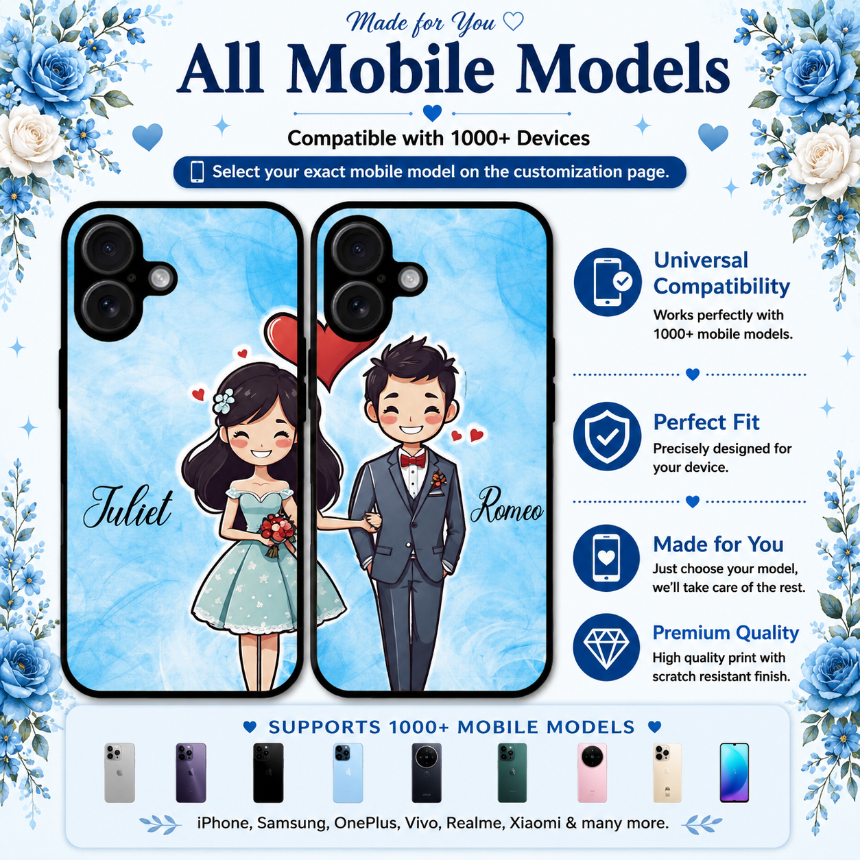 Personalized Couple Mobile Cover with Custom Names – Available for All Models! 101