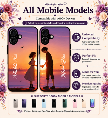 Personalized Couple Mobile Cover with Custom Names – Available for All Models! 103