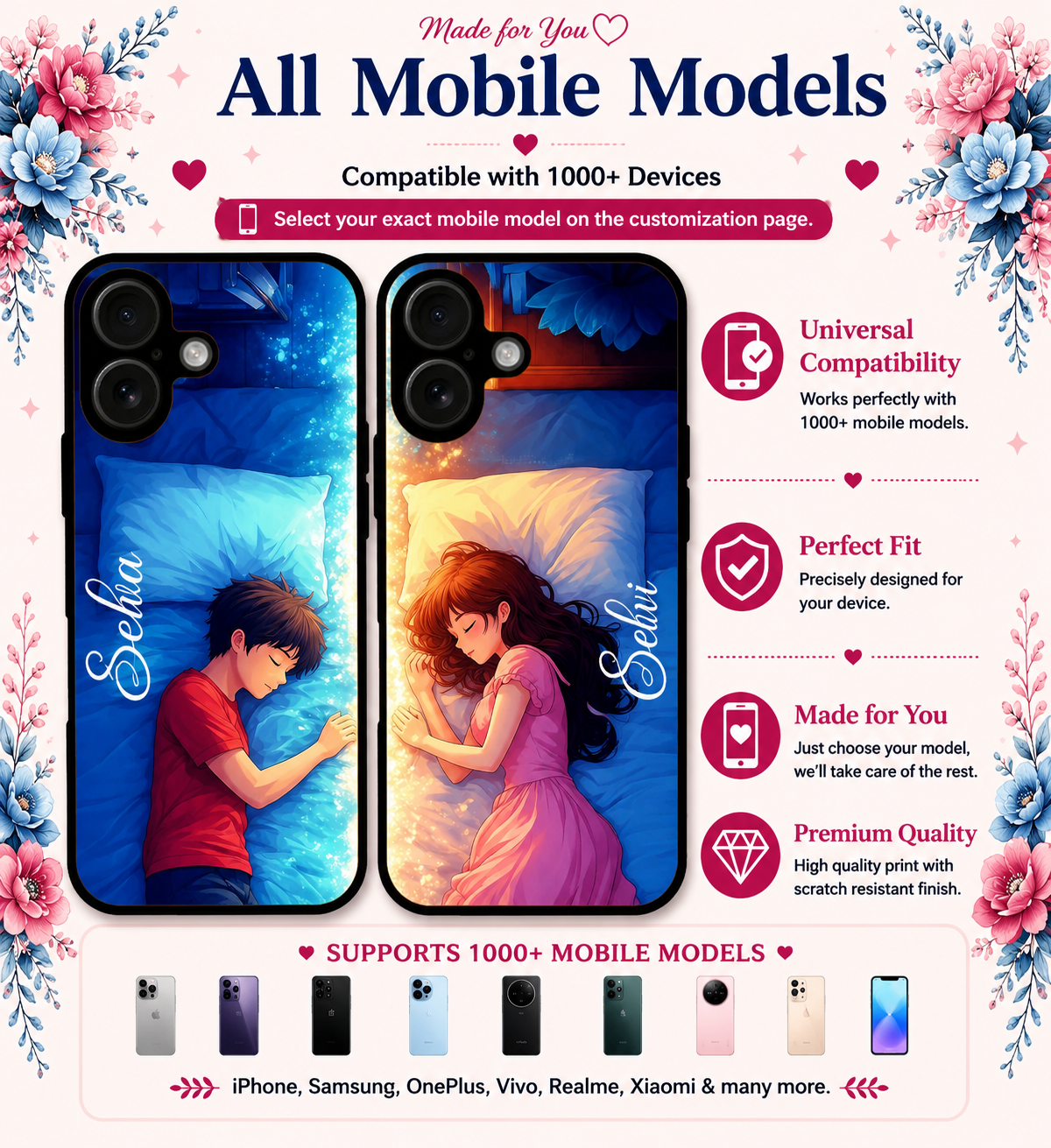 Personalized Couple Mobile Cover with Custom Names – Available for All Models! 107