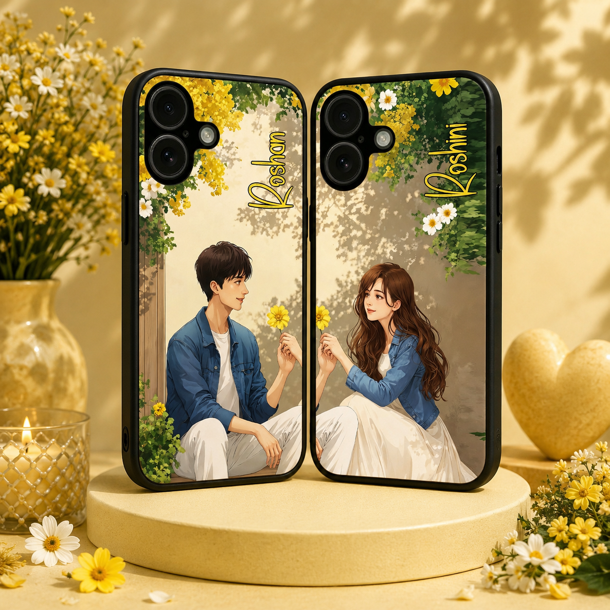 Personalized Couple Mobile Cover with Custom Names – Available for All Models! 108