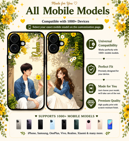 Personalized Couple Mobile Cover with Custom Names – Available for All Models! 108
