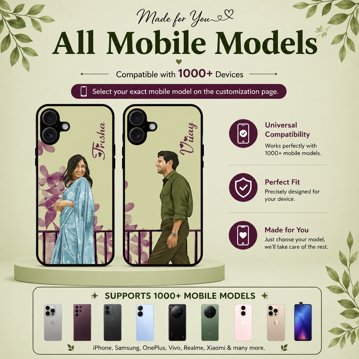 Personalized Couple Mobile Cover with Custom Names – Available for All Models! 10