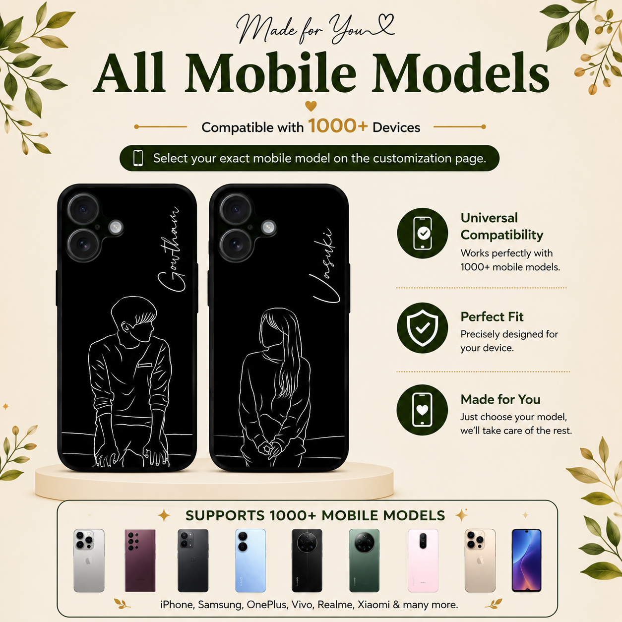 Personalized Couple Mobile Cover with Custom Names – Available for All Models! 12