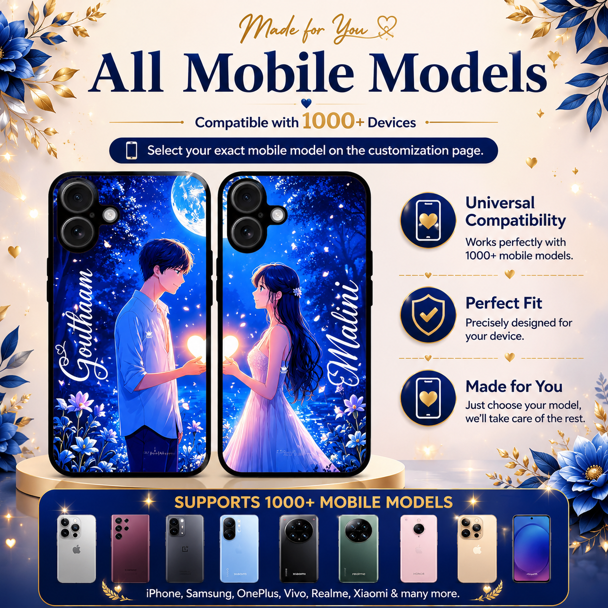 Personalized Couple Mobile Cover with Custom Names – Available for All Models! 13