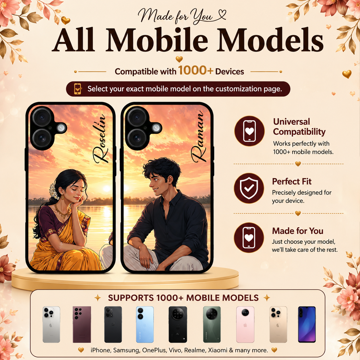 Personalized Couple Mobile Cover with Custom Names – Available for All Models! 15