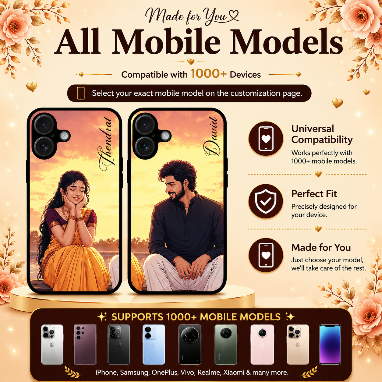 Personalized Couple Mobile Cover with Custom Names – Available for All Models! 17