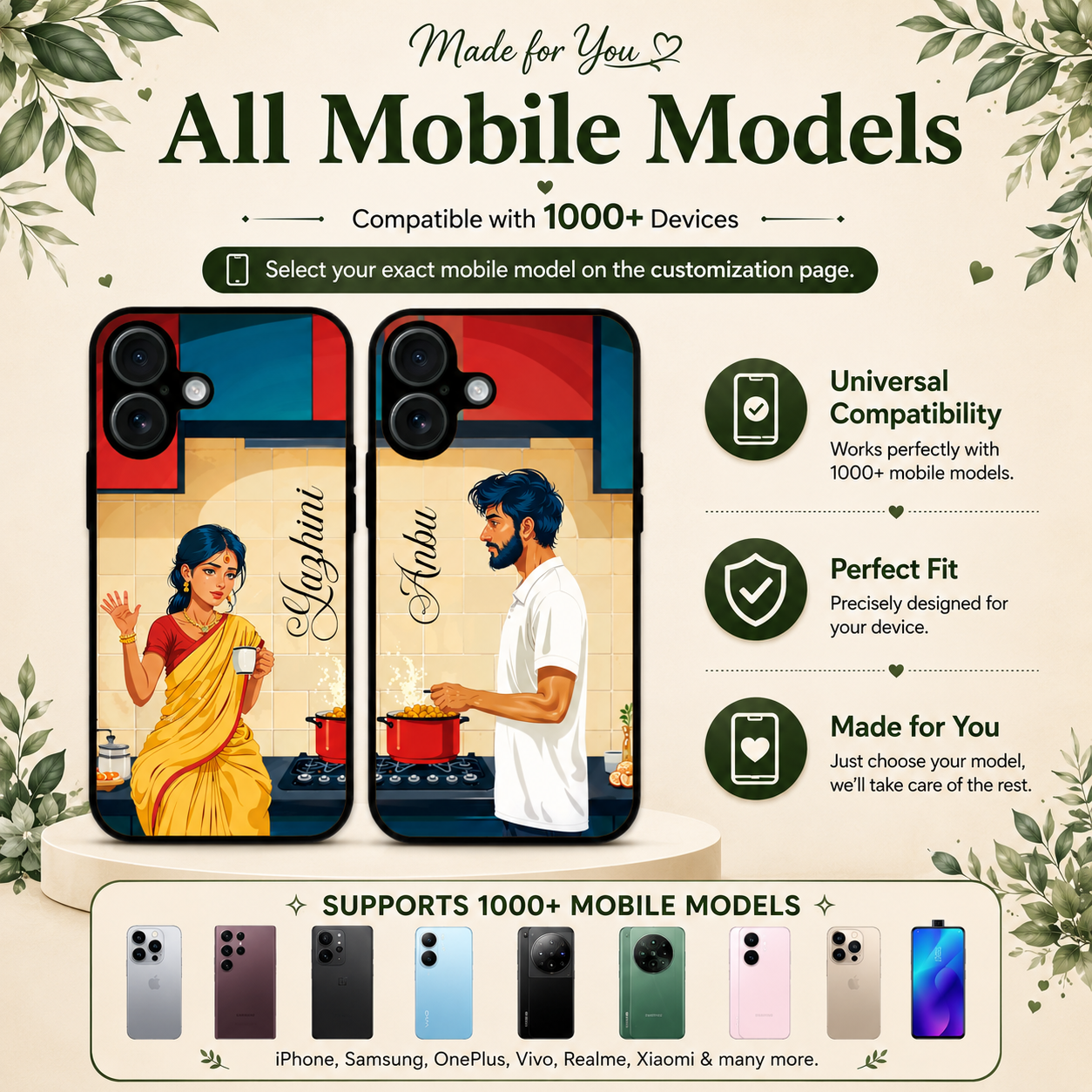 Personalized Couple Mobile Cover with Custom Names – Available for All Models! 19