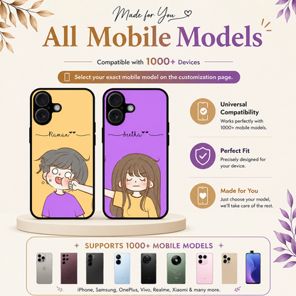Personalized Couple Mobile Cover with Custom Names – Available for All Models! 01
