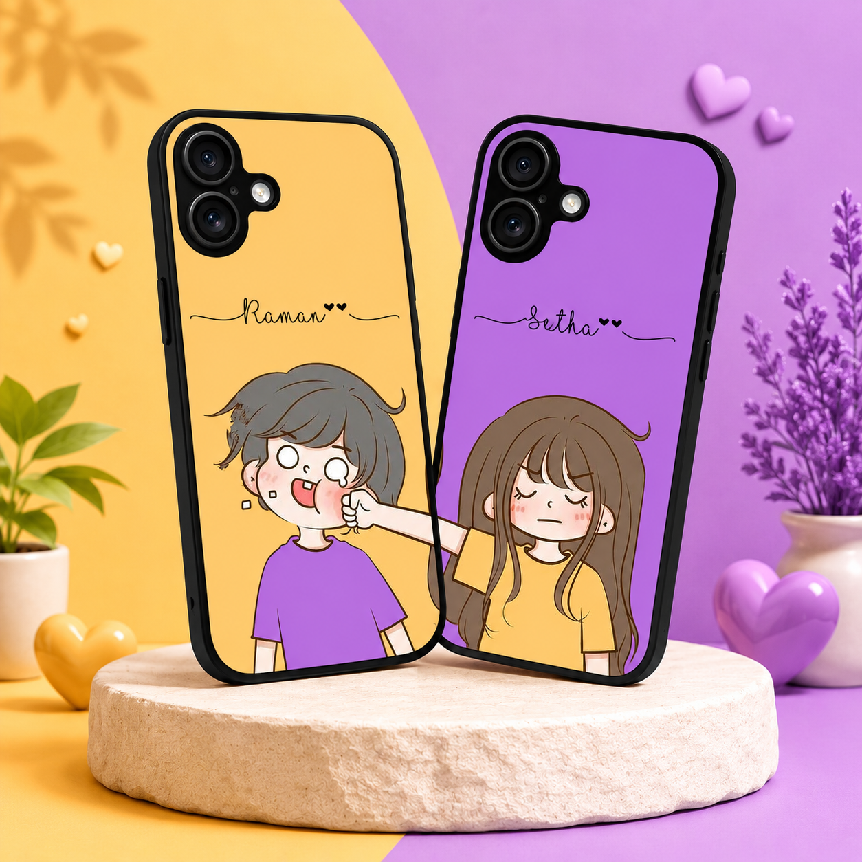 Personalized Couple Mobile Cover with Custom Names – Available for All Models! 01
