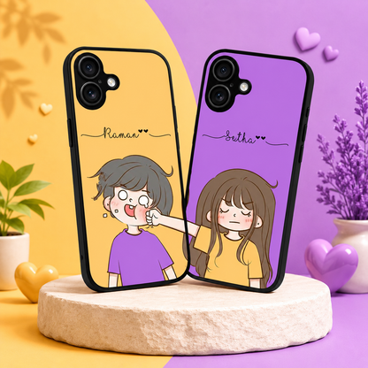 Personalized Couple Mobile Cover with Custom Names – Available for All Models! 01