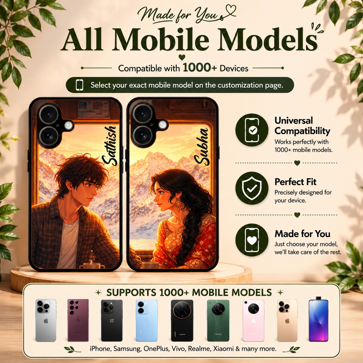Personalized Couple Mobile Cover with Custom Names – Available for All Models! 20