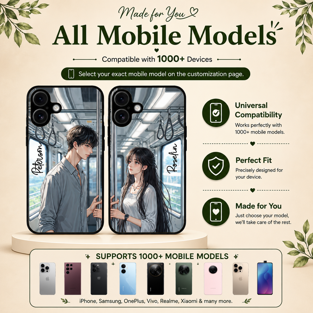 Personalized Couple Mobile Cover with Custom Names – Available for All Models! 25
