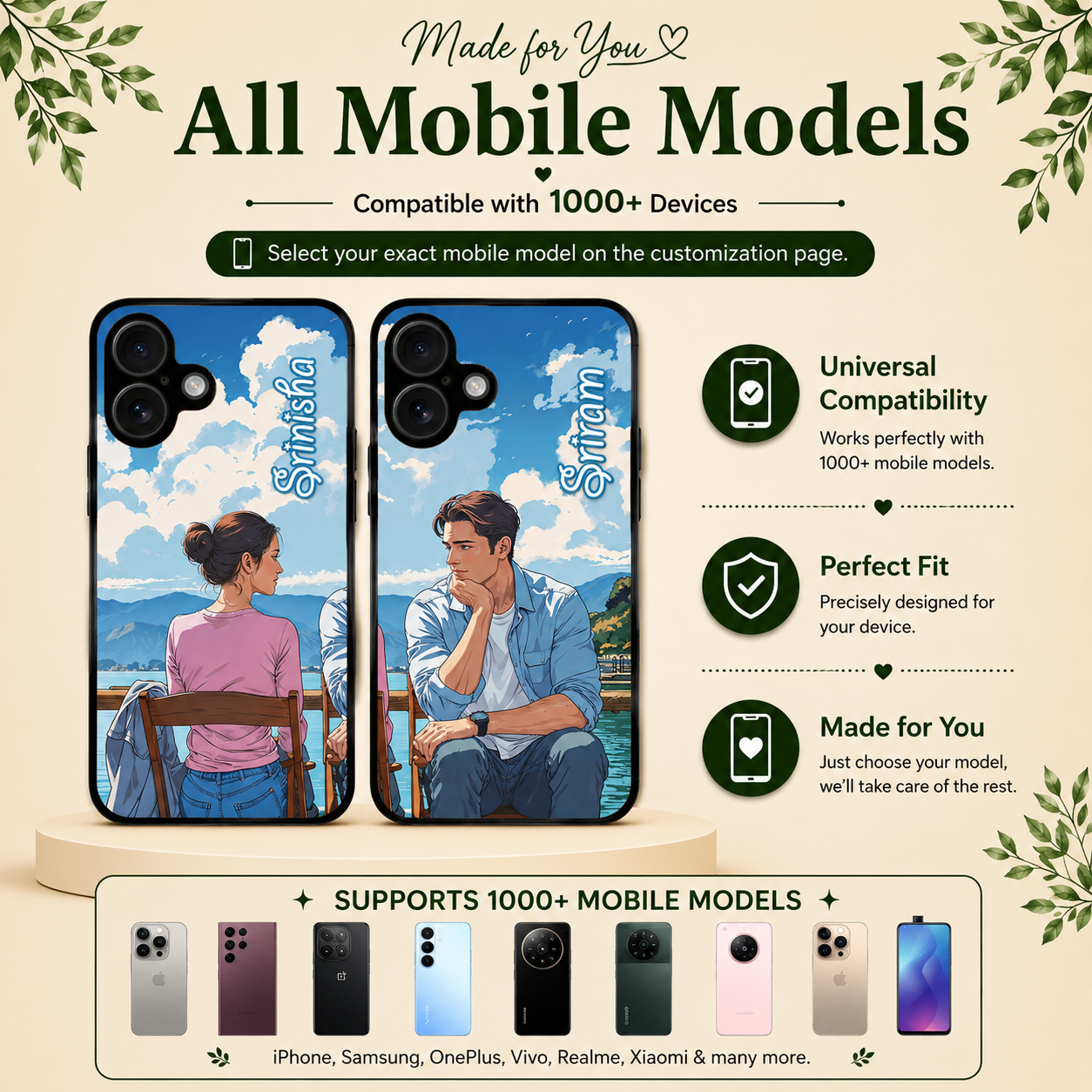 Personalized Couple Mobile Cover with Custom Names – Available for All Models! 29