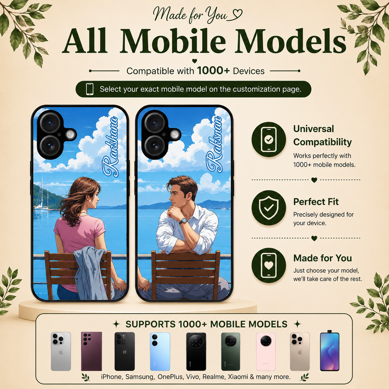 Personalized Couple Mobile Cover with Custom Names – Available for All Models! 30