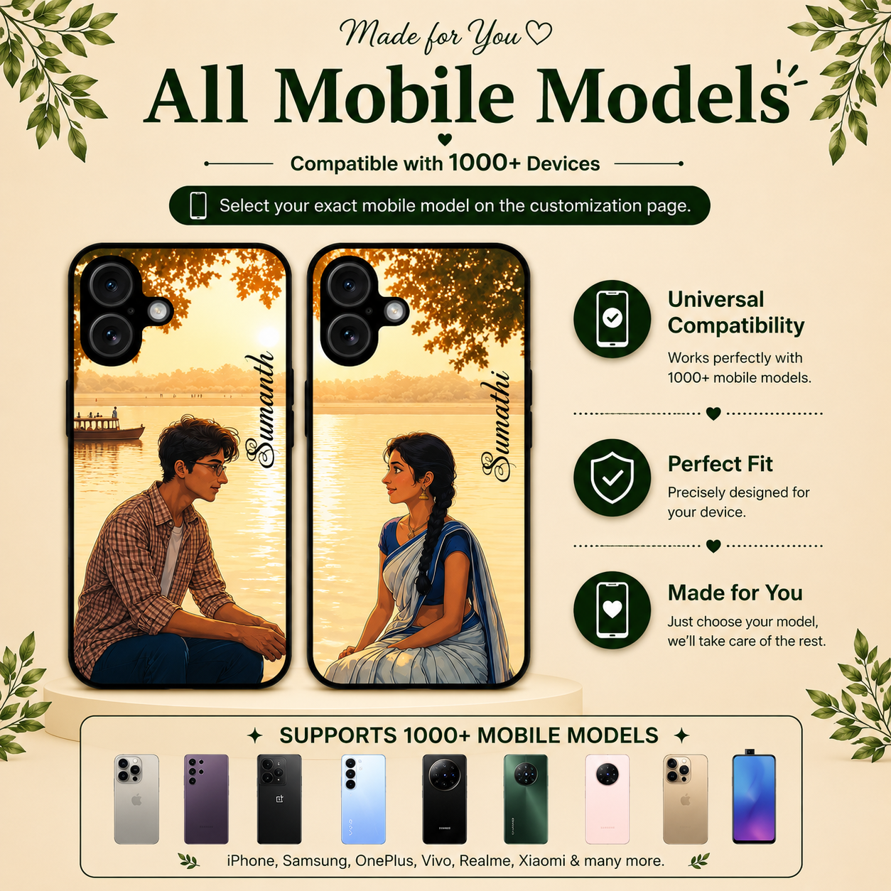Personalized Couple Mobile Cover with Custom Names – Available for All Models! 34