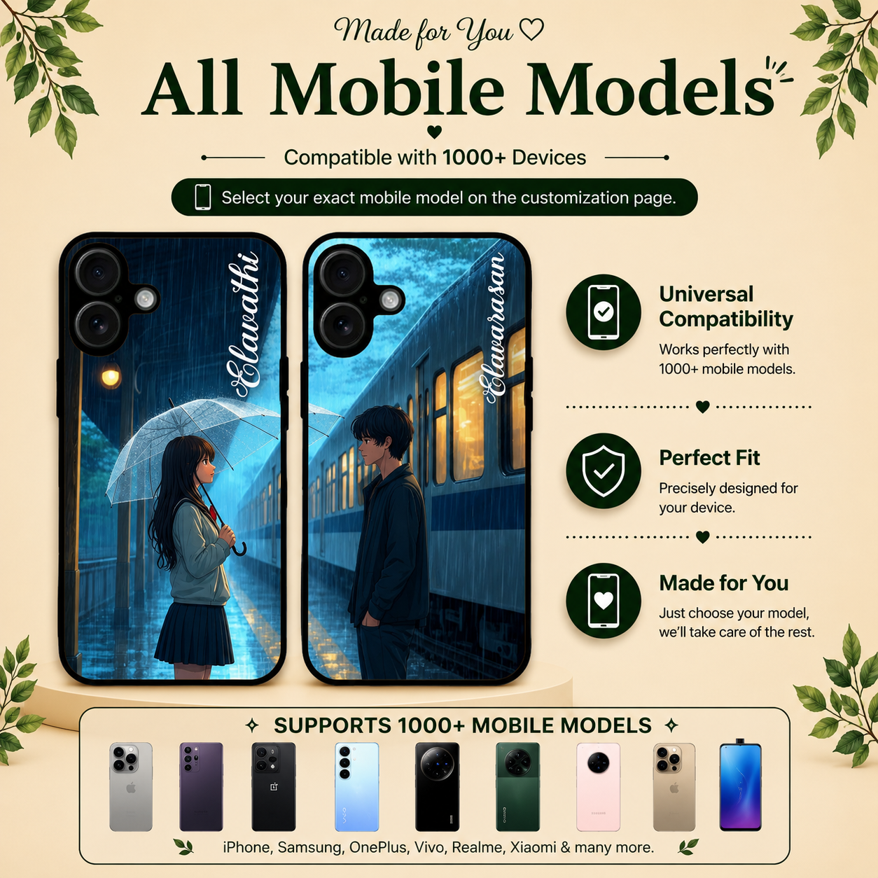 Personalized Couple Mobile Cover with Custom Names – Available for All Models! 39
