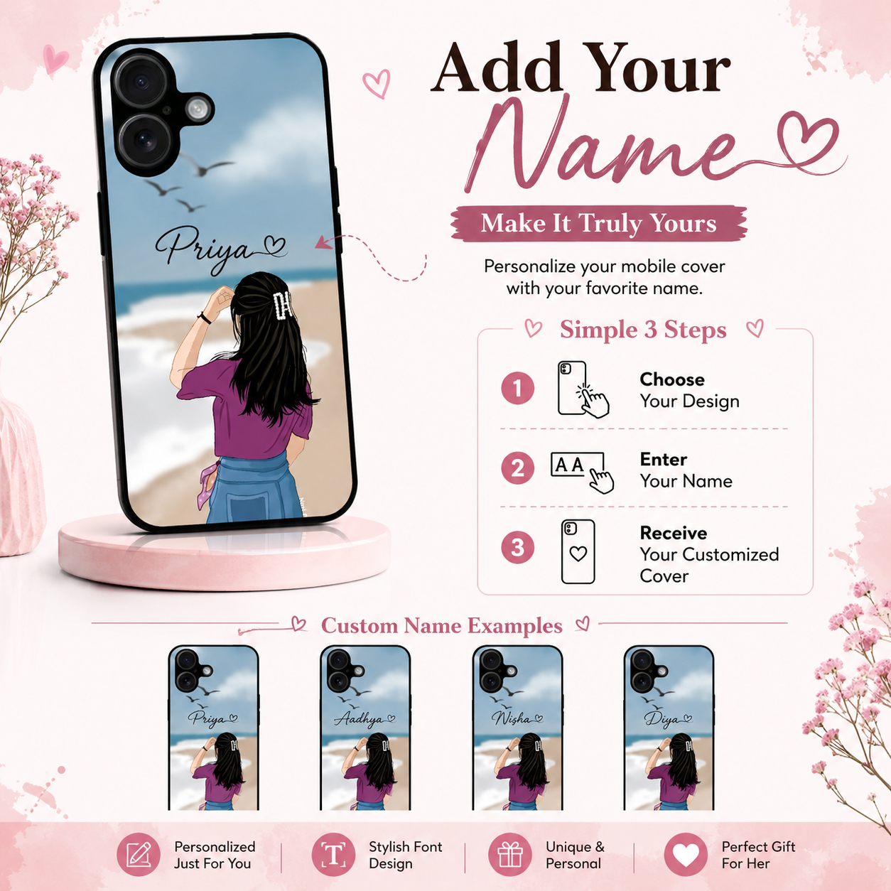 Floral Princess Personalized Mobile Case - Available for All Mobile Models! 30
