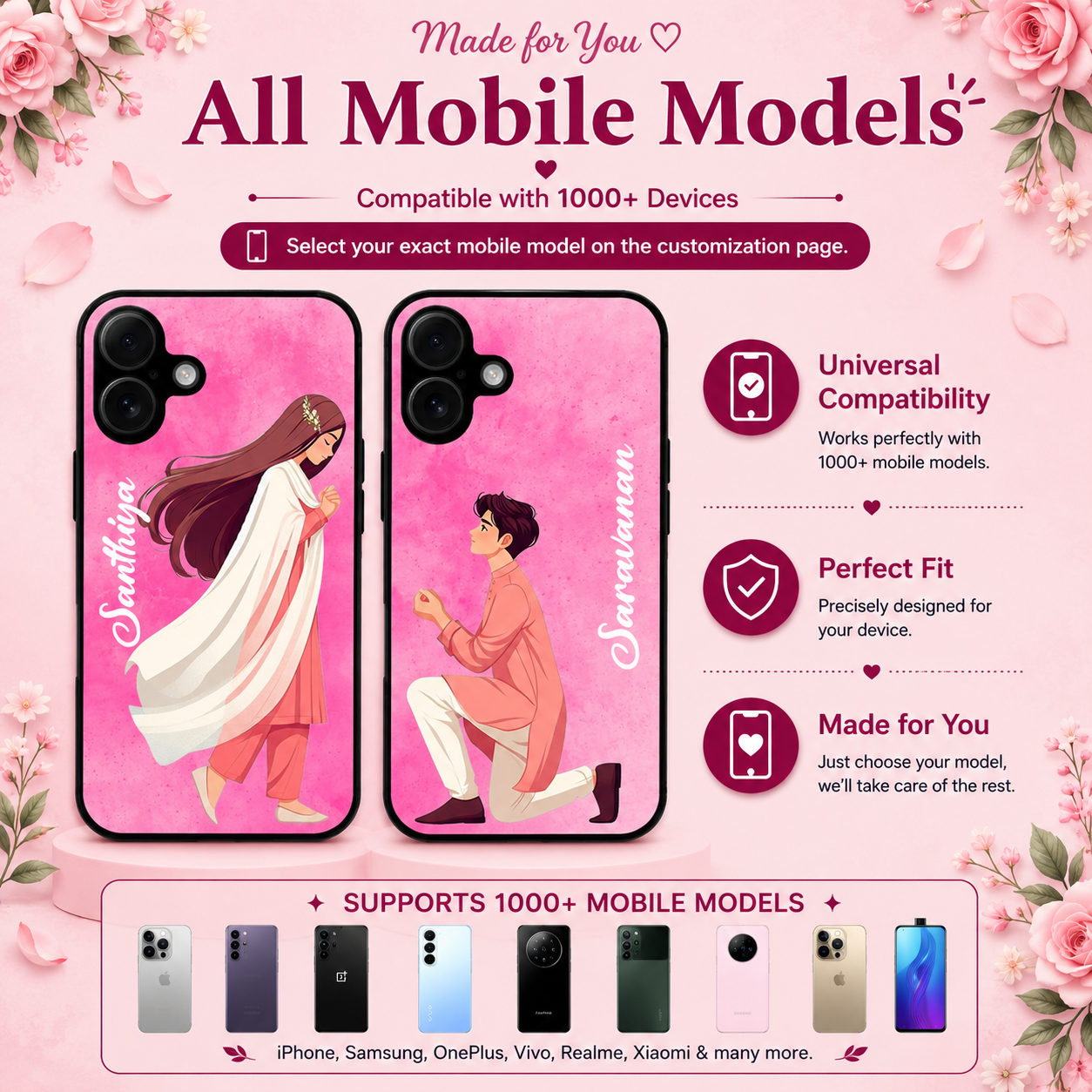 Personalized Couple Mobile Cover with Custom Names – Available for All Models! 40