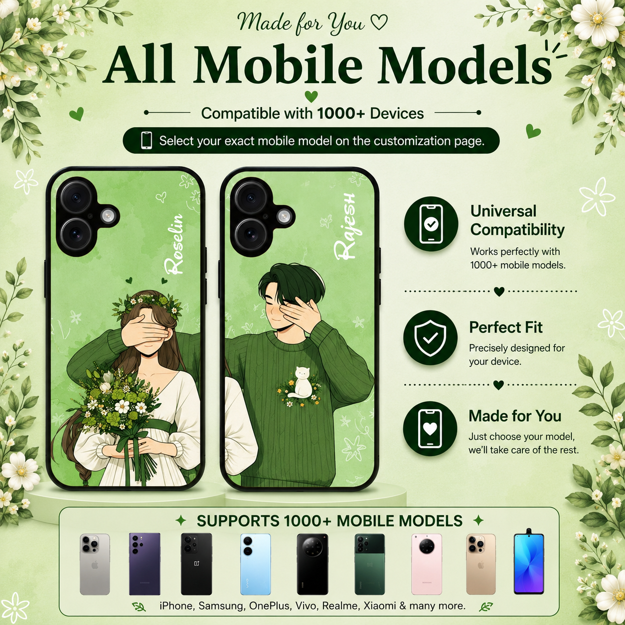 Personalized Couple Mobile Cover with Custom Names – Available for All Models! 41