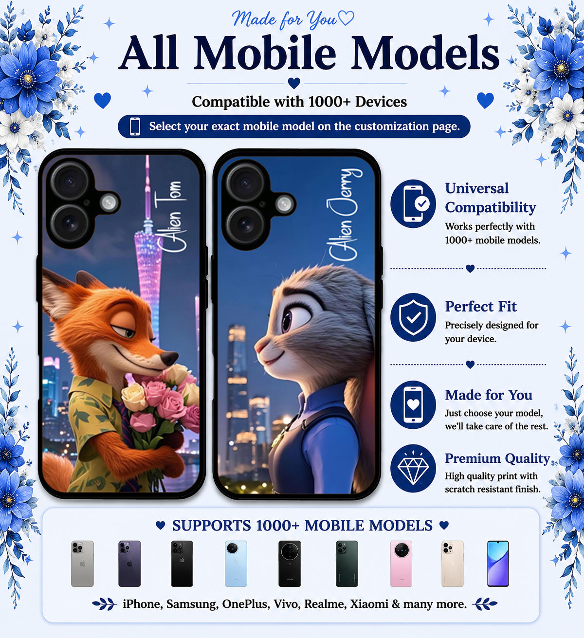 Personalized Couple Mobile Cover with Custom Names – Available for All Models! 42