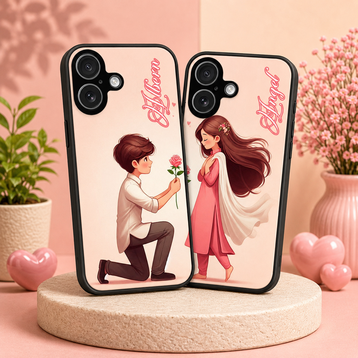 Personalized Couple Mobile Cover with Custom Names – Available for All Models! 44