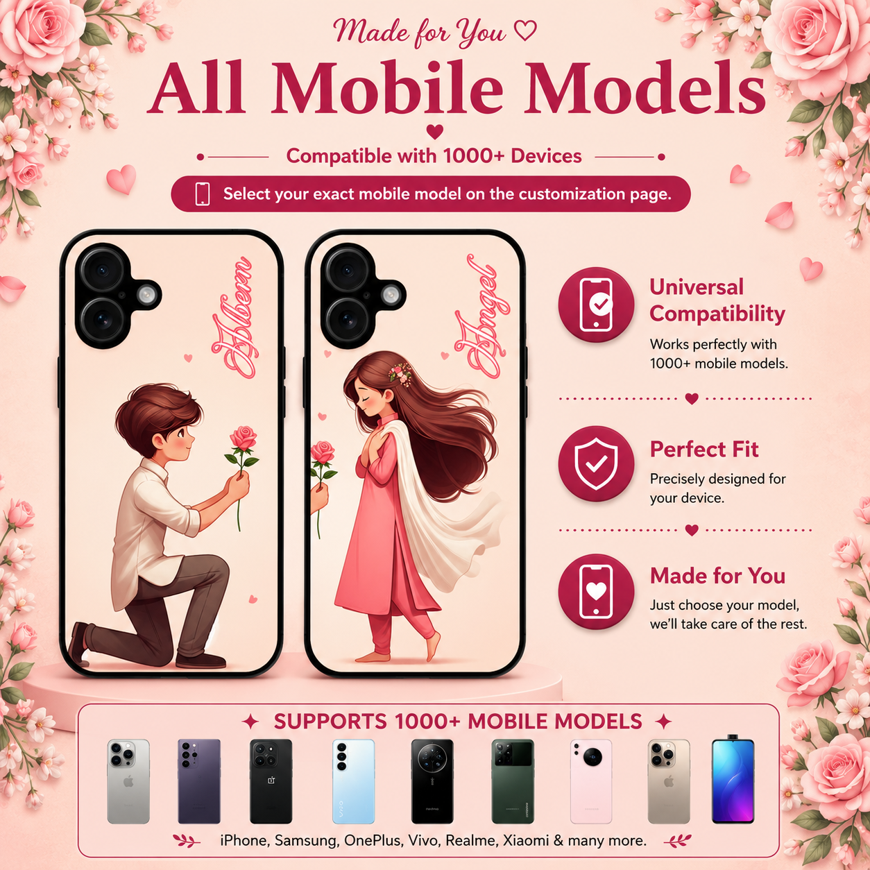 Personalized Couple Mobile Cover with Custom Names – Available for All Models! 44