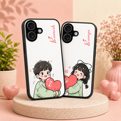 Personalized Couple Mobile Cover with Custom Names – Available for All Models! 45