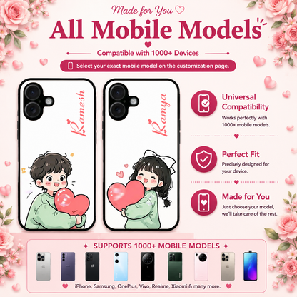 Personalized Couple Mobile Cover with Custom Names – Available for All Models! 45