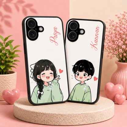 Personalized Couple Mobile Cover with Custom Names – Available for All Models! 46