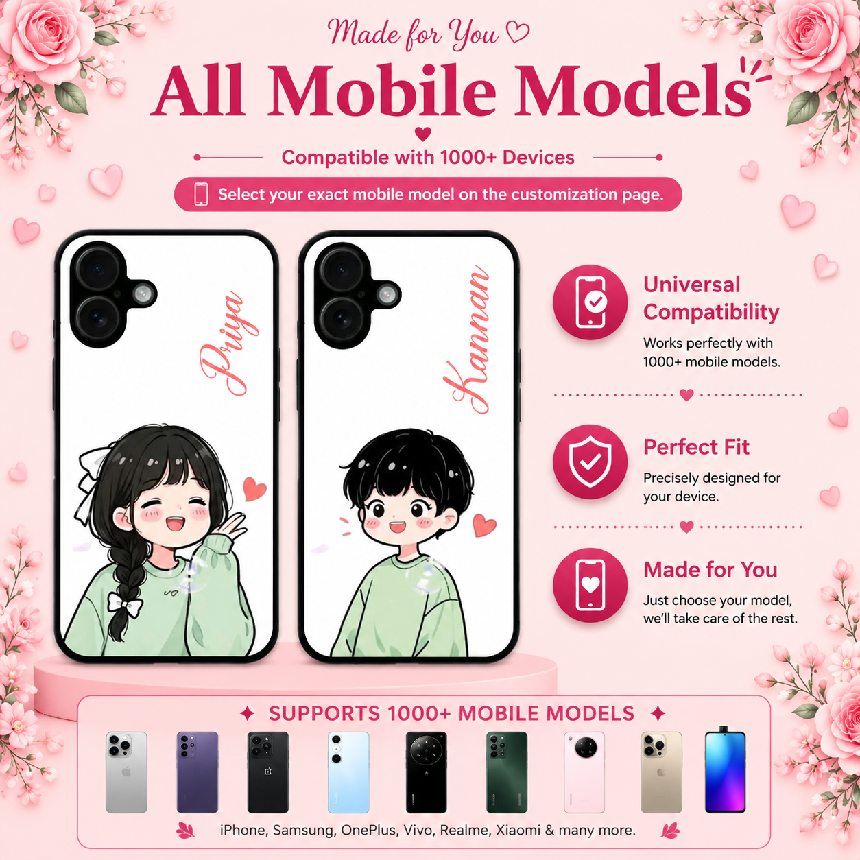 Personalized Couple Mobile Cover with Custom Names – Available for All Models! 46
