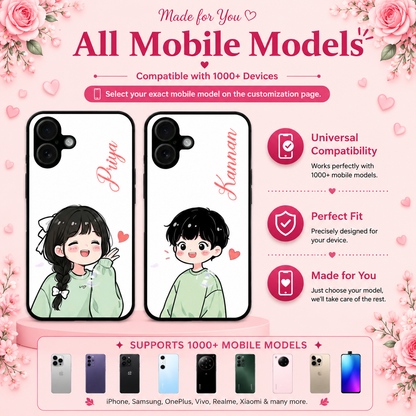 Personalized Couple Mobile Cover with Custom Names – Available for All Models! 46
