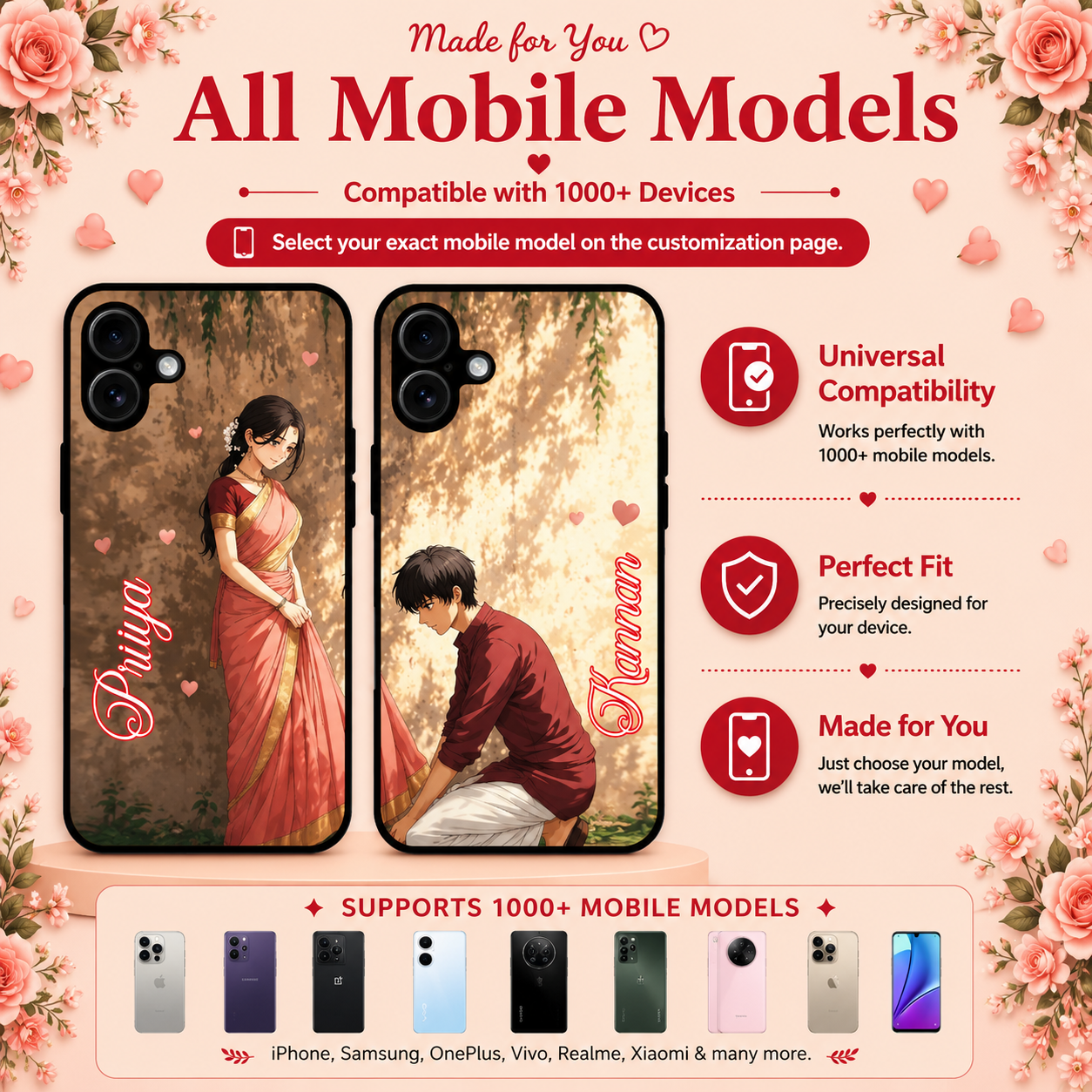Personalized Couple Mobile Cover with Custom Names – Available for All Models! 47