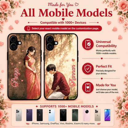 Personalized Couple Mobile Cover with Custom Names – Available for All Models! 47