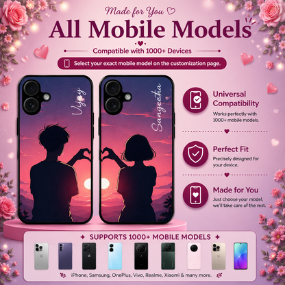 Personalized Couple Mobile Cover with Custom Names – Available for All Models! 48
