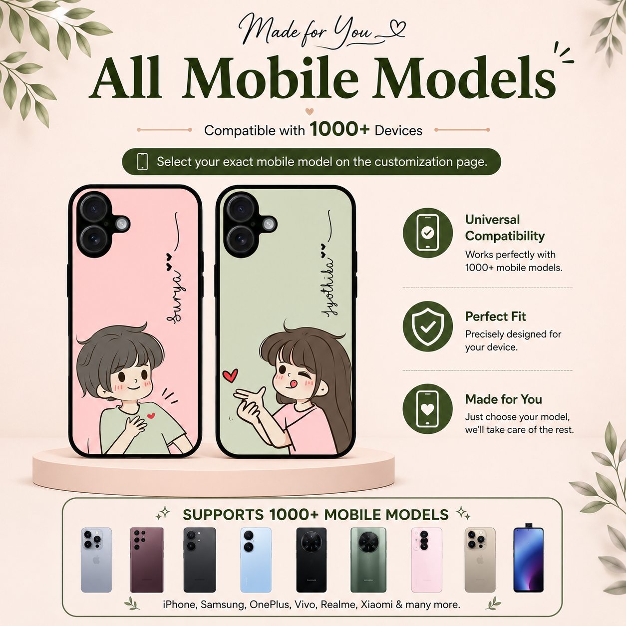 Personalized Couple Mobile Cover with Custom Names – Available for All Models! 04