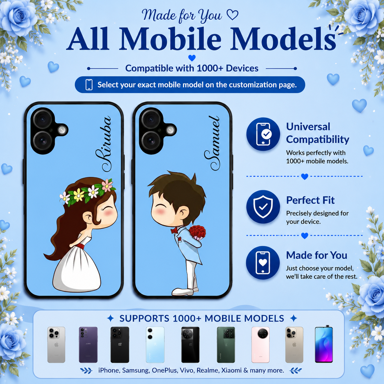 Personalized Couple Mobile Cover with Custom Names – Available for All Models! 50
