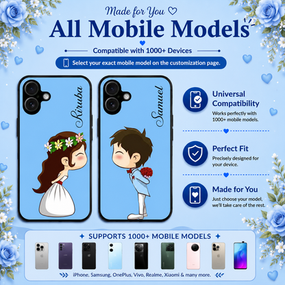 Personalized Couple Mobile Cover with Custom Names – Available for All Models! 50
