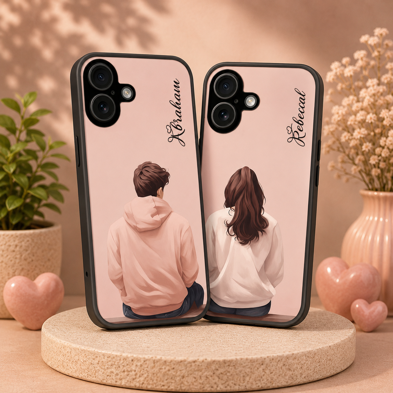 Personalized Couple Mobile Cover with Custom Names – Available for All Models! 51