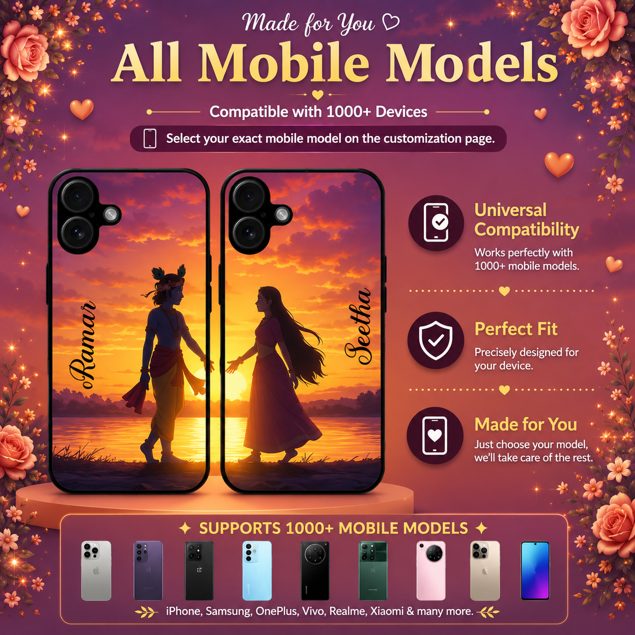 Personalized Couple Mobile Cover with Custom Names – Available for All Models! 54