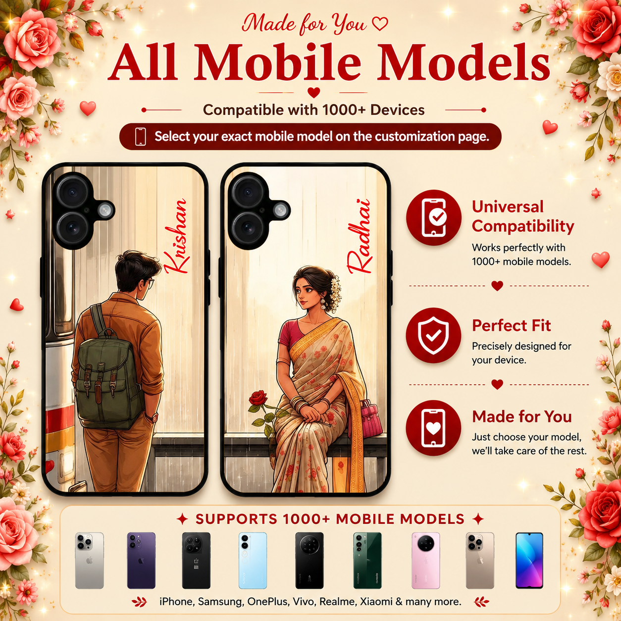 Personalized Couple Mobile Cover with Custom Names – Available for All Models! 57
