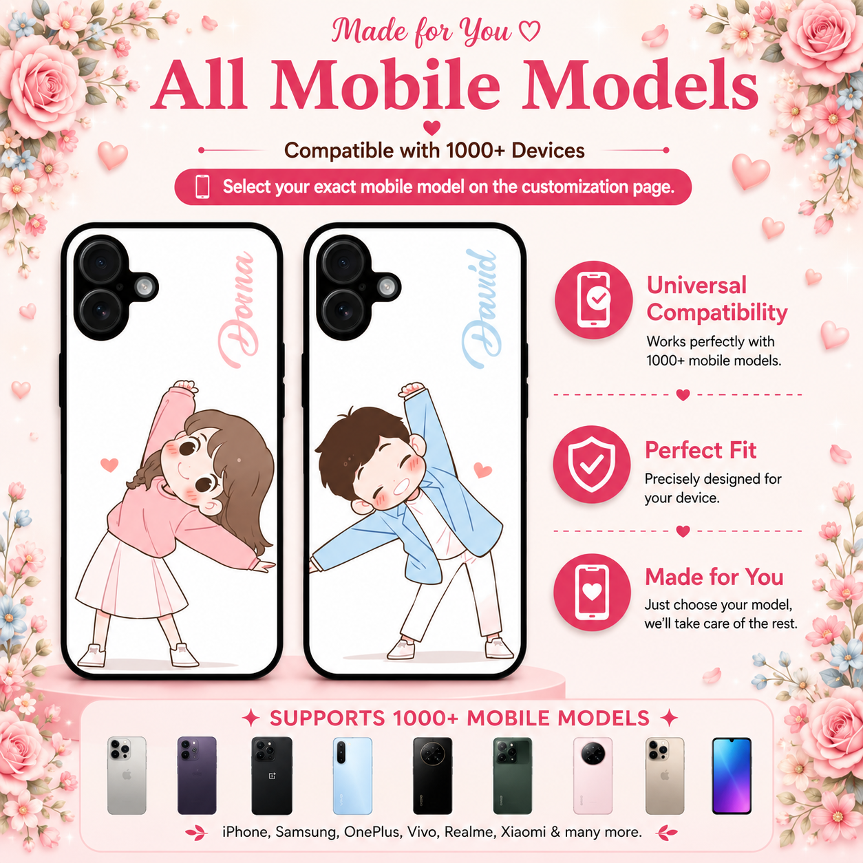 Personalized Couple Mobile Cover with Custom Names – Available for All Models! 58
