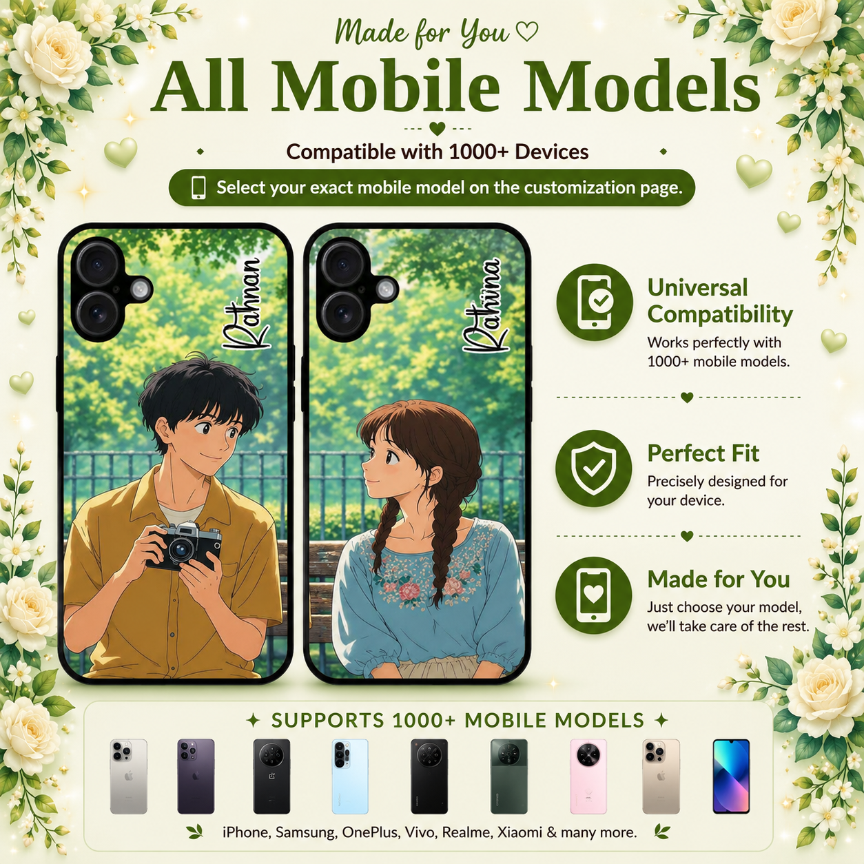 Personalized Couple Mobile Cover with Custom Names – Available for All Models! 63