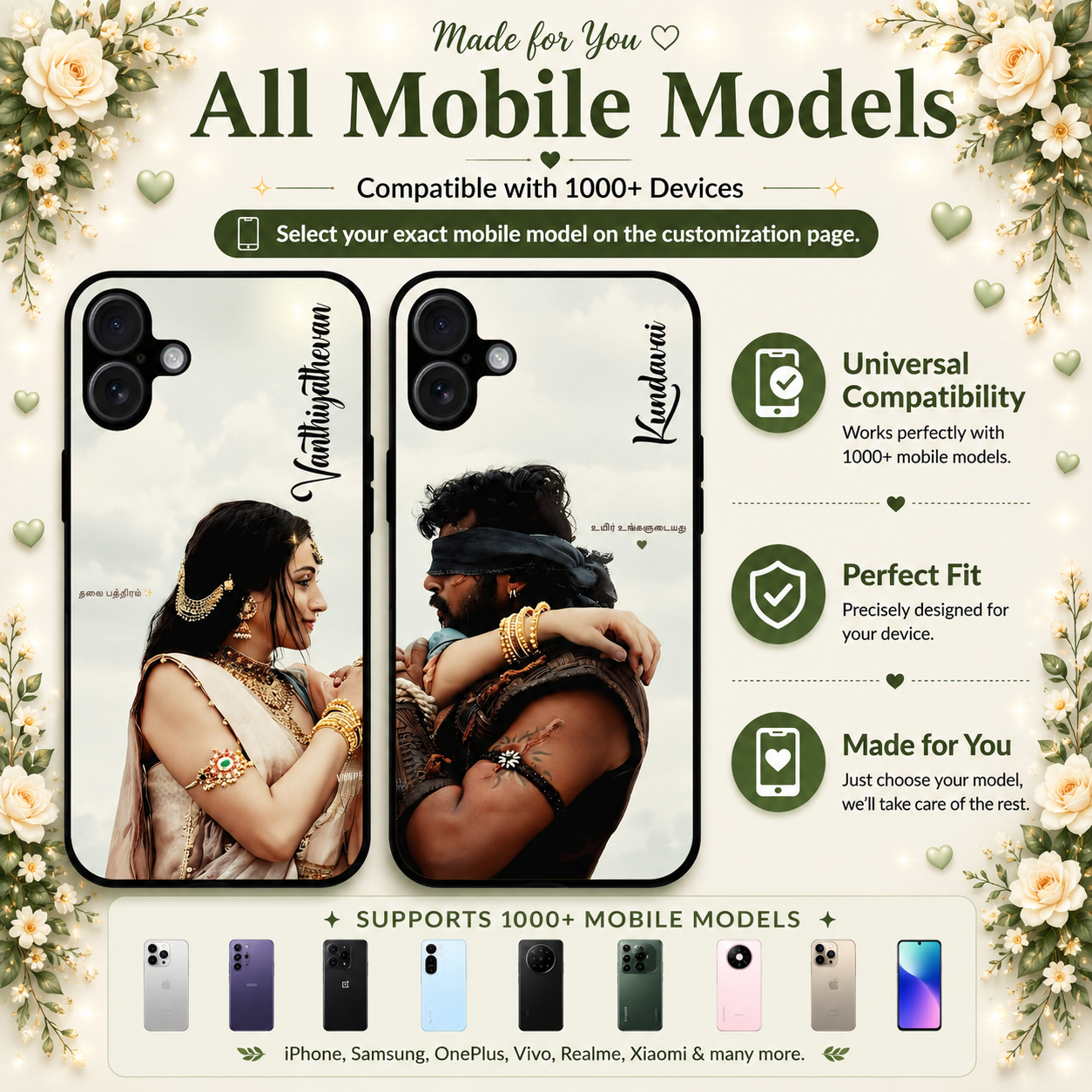 Personalized Couple Mobile Cover with Custom Names – Available for All Models! 64