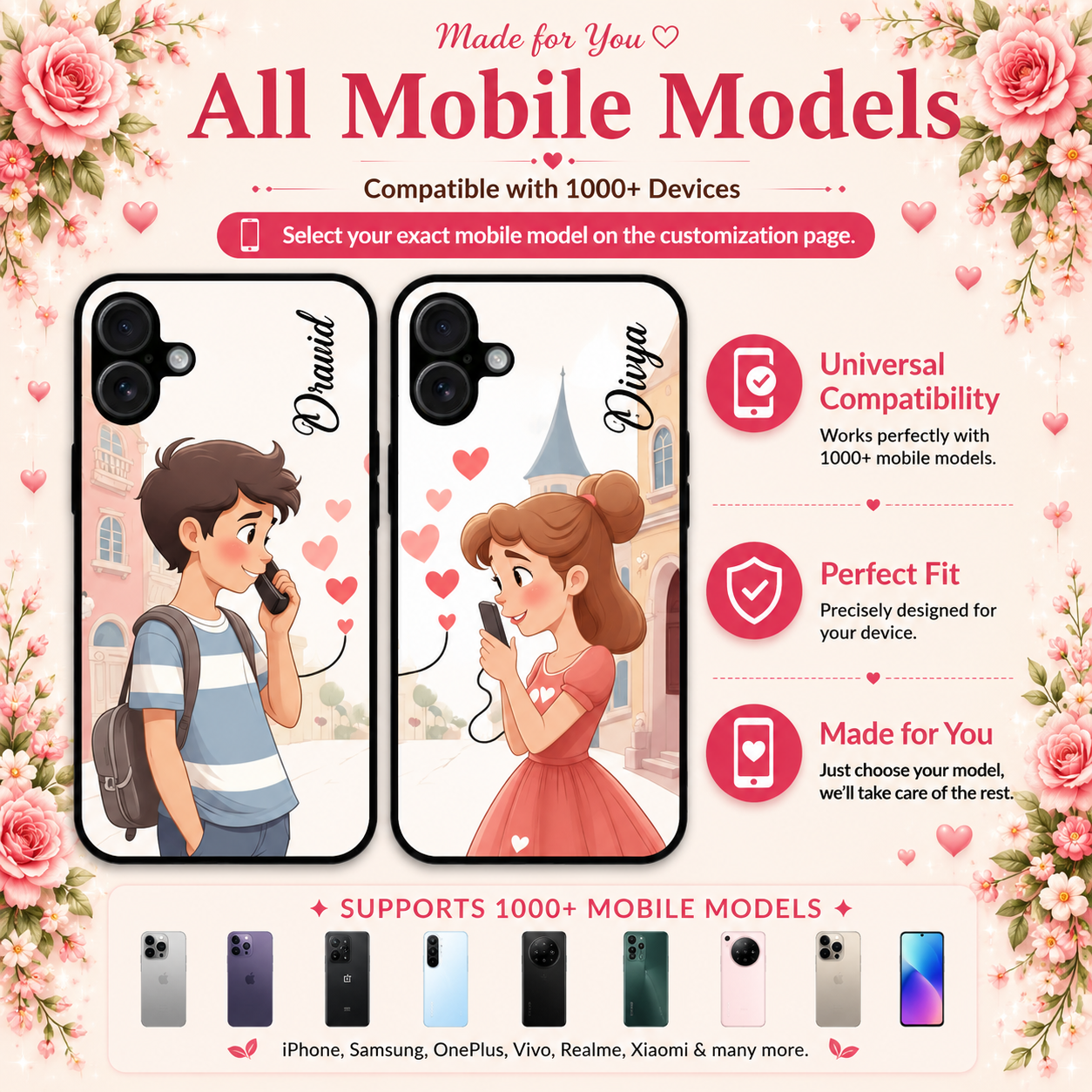Personalized Couple Mobile Cover with Custom Names – Available for All Models! 65