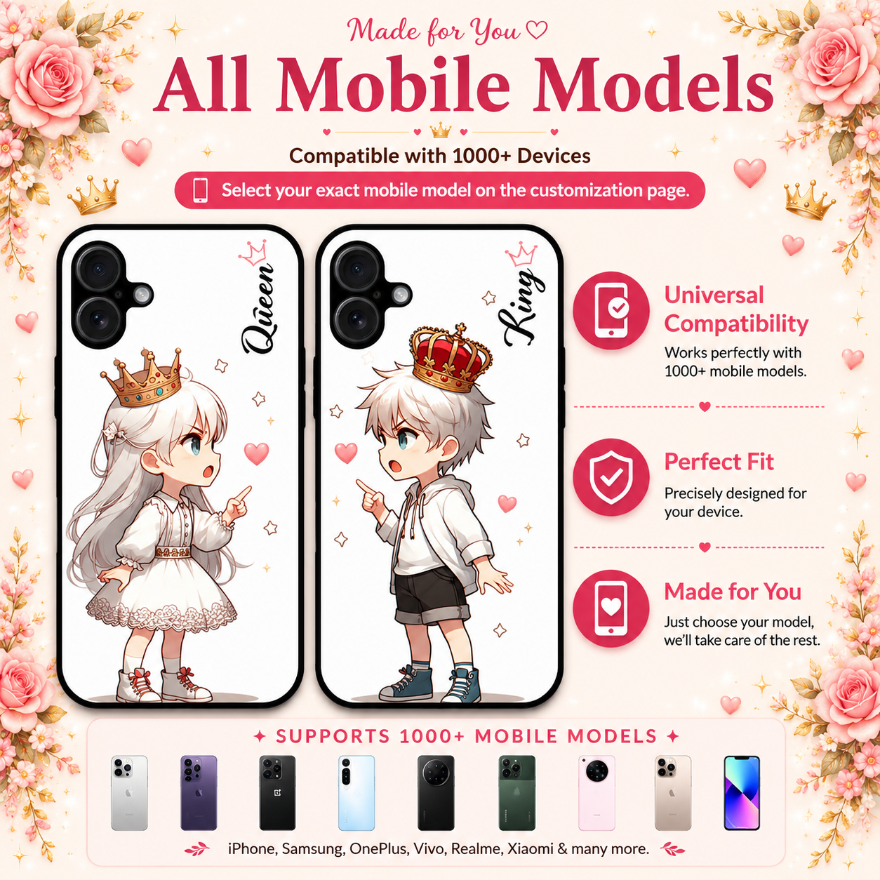 Personalized Couple Mobile Cover with Custom Names – Available for All Models! 66