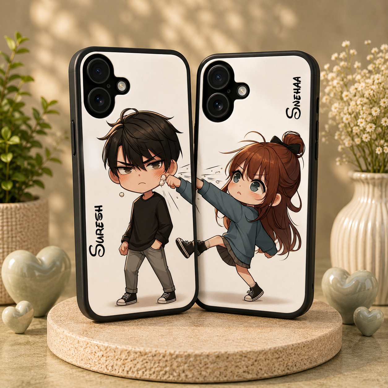 Personalized Couple Mobile Cover with Custom Names – Available for All Models! 67