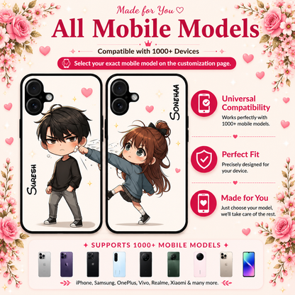 Personalized Couple Mobile Cover with Custom Names – Available for All Models! 67