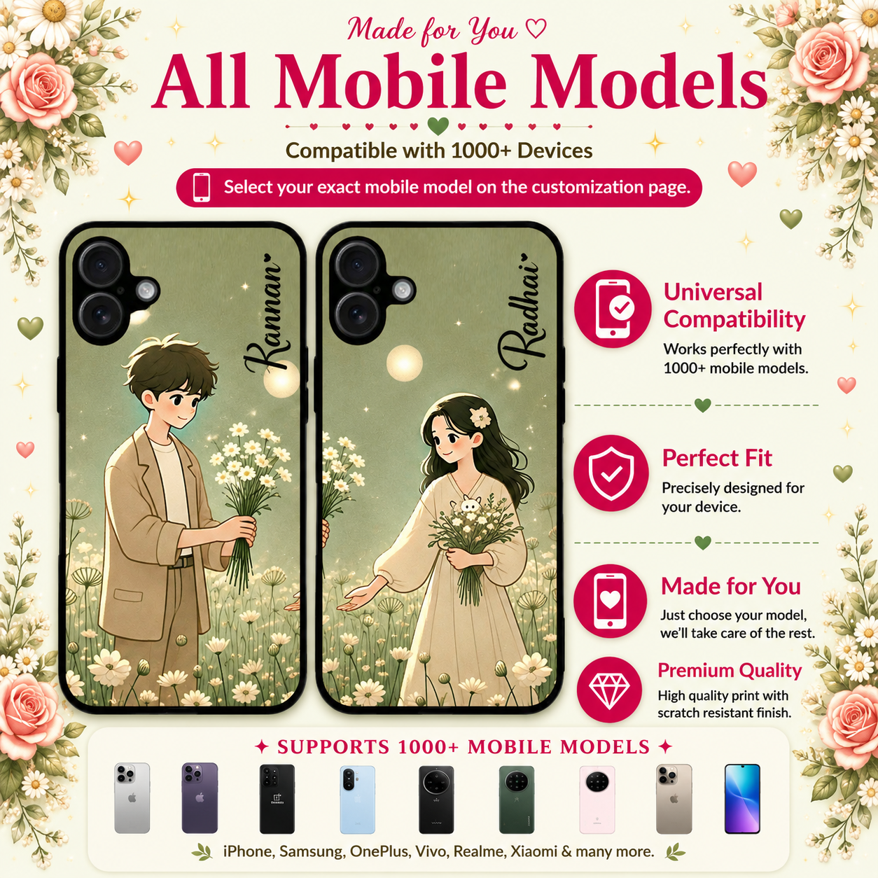 Personalized Couple Mobile Cover with Custom Names – Available for All Models! 71