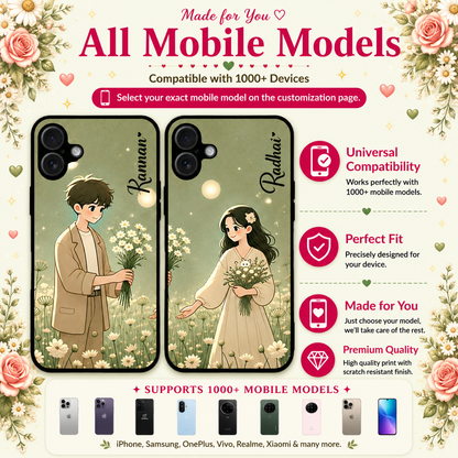 Personalized Couple Mobile Cover with Custom Names – Available for All Models! 71