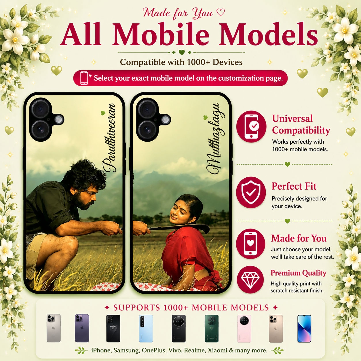 Personalized Couple Mobile Cover with Custom Names – Available for All Models! 72